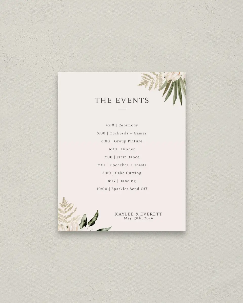 This is a 16" x 20" Schedule Sign called Serene Flora printed in full color