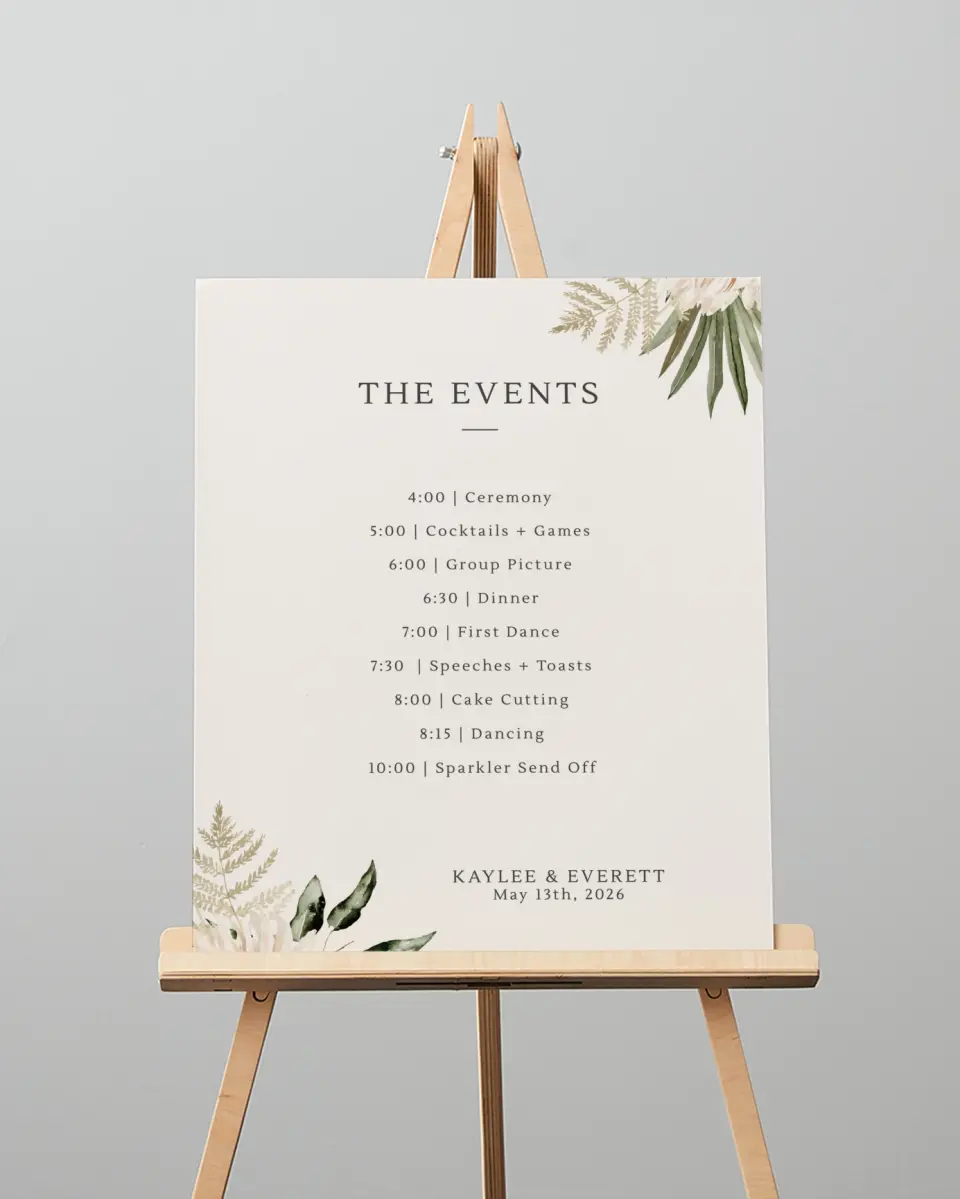 This is a 16" x 20" Schedule Sign called Serene Flora printed in full color