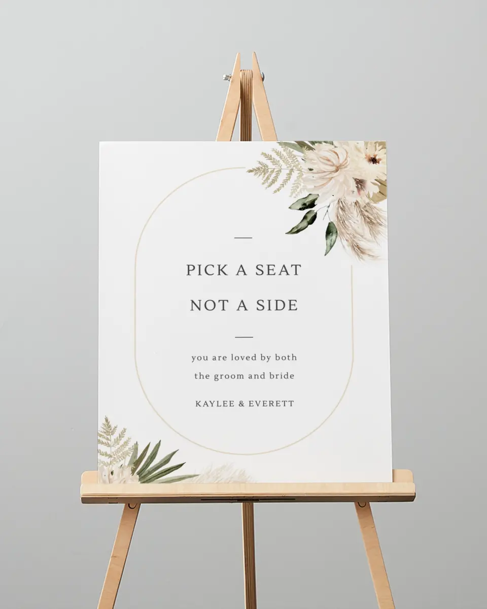 This is a 16" x 20" Pick a Seat Sign called Serene Flora printed in full color