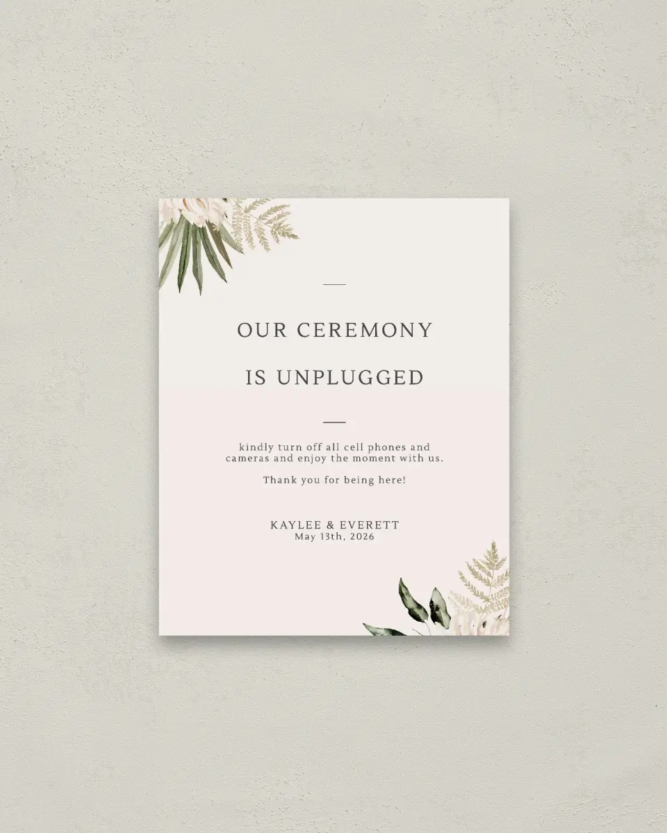 This is a 16" x 20" Unplugged Sign called Serene Flora printed in full color