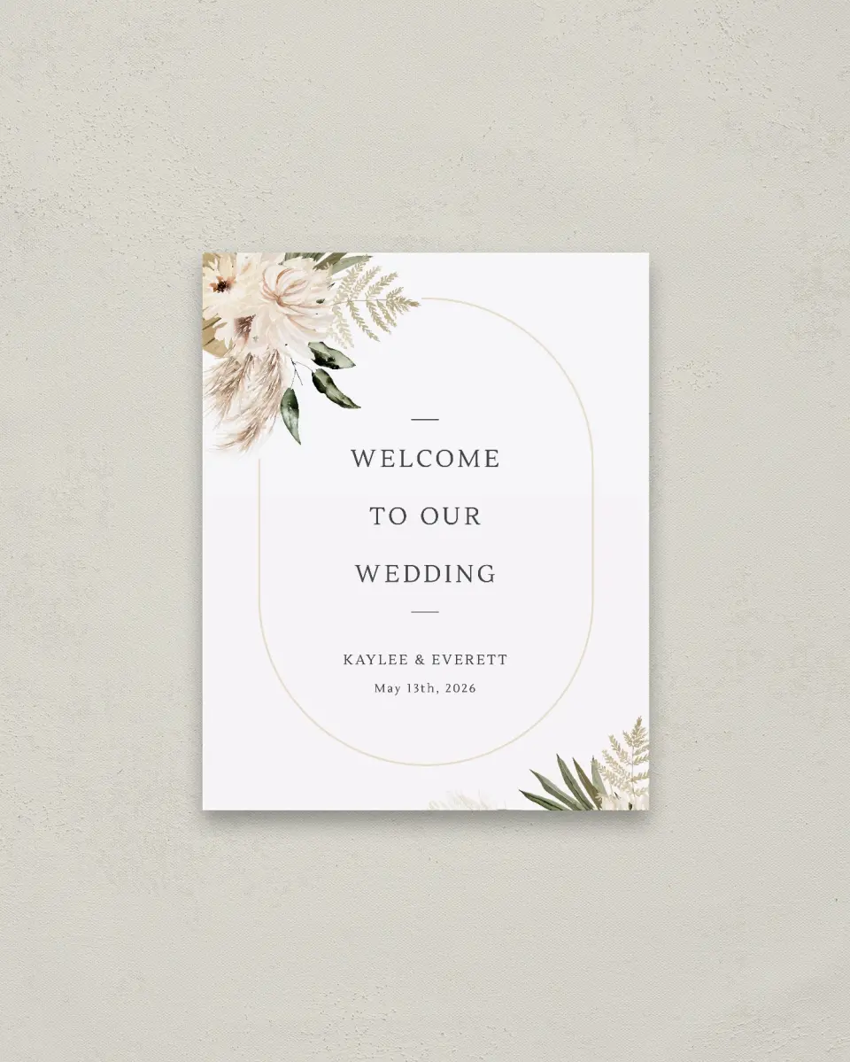 This is a 16" x 20" Welcome Sign called Serene Flora printed in full color