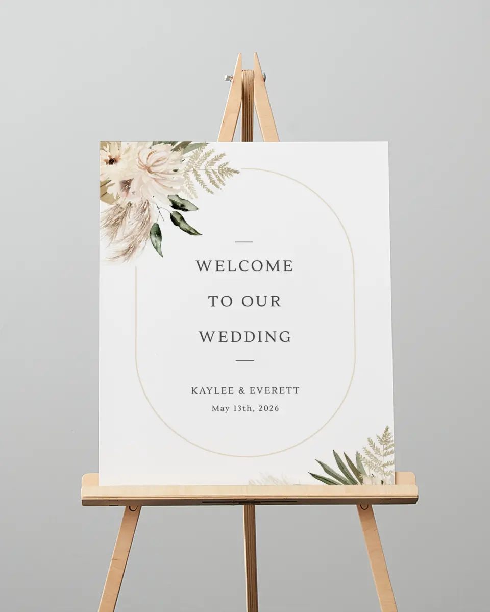 This is a 16" x 20" Welcome Sign called Serene Flora printed in full color
