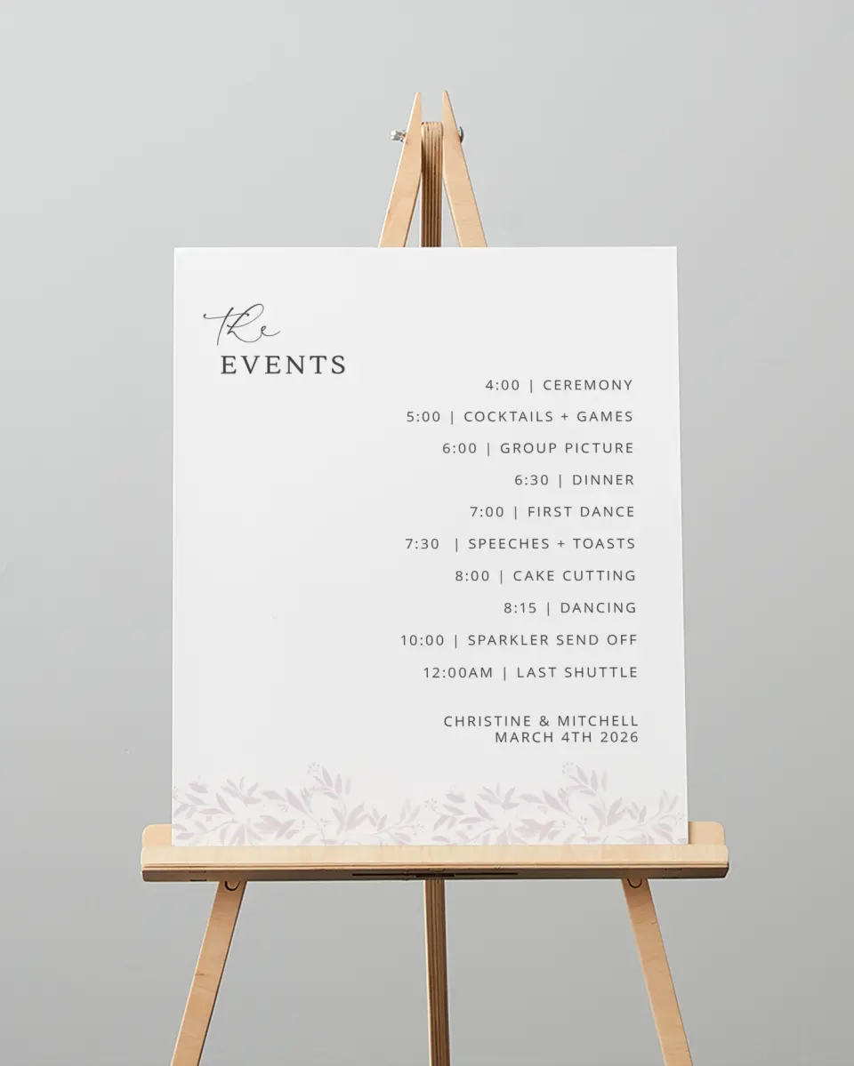 This is a 16" x 20" Schedule Sign called Lush Leaves printed in full color