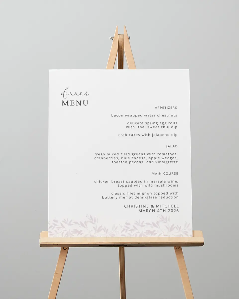 This is a 16" x 20" Menu Sign called Lush Leaves printed in full color