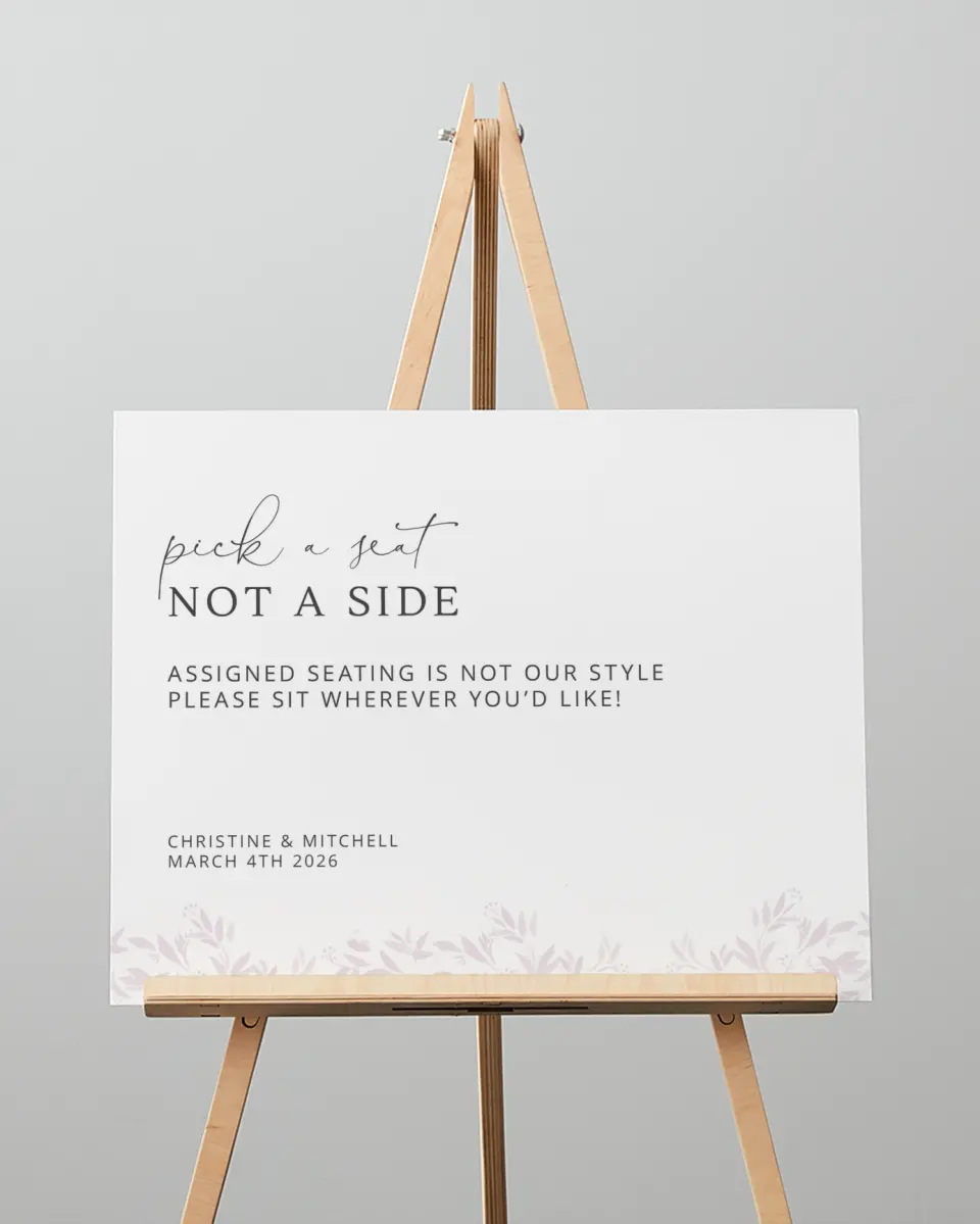 This is a 16" x 20" Pick a Seat Sign called Lush Leaves printed in full color