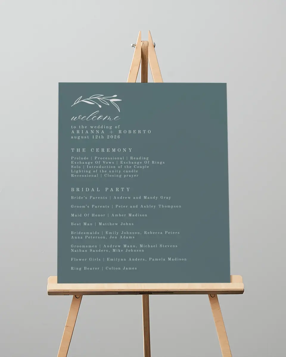 This is a 16" x 20" Ceremony Sign called Growing Arc printed in full color