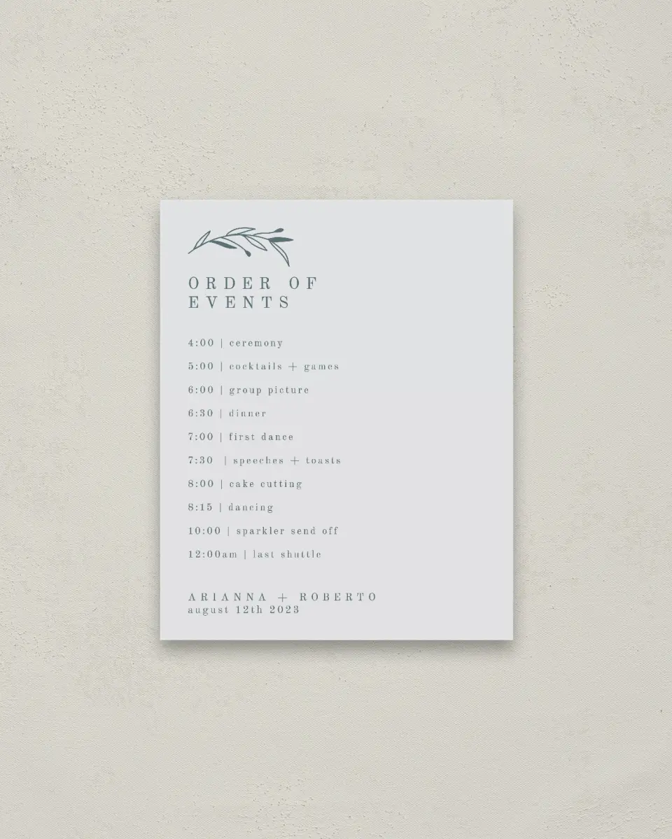 This is a 16" x 20" Schedule Sign called Growing Arc printed in full color