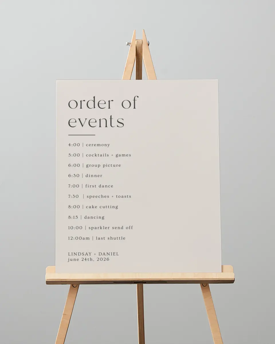This is a 16" x 20" Schedule Sign called Simple Gathering printed in full color