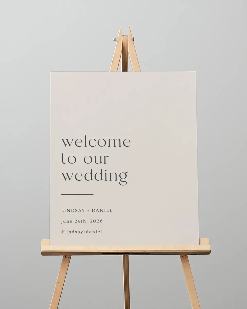 This is a 16" x 20" Welcome Sign called Simple Gathering printed in full color