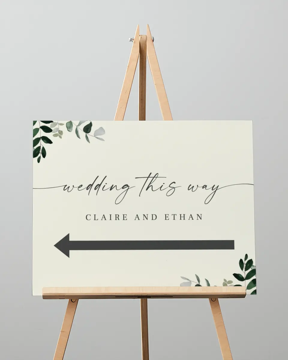 This is a 16" x 20" Direction Sign called Eucalyptus Greenery printed in full color