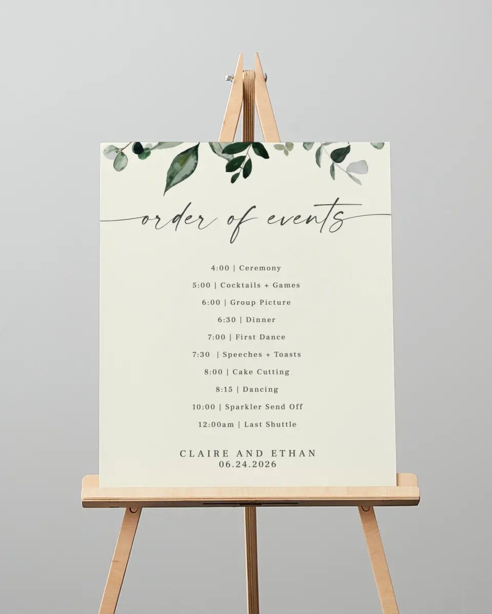 This is a 16" x 20" Schedule Sign called Eucalyptus Greenery printed in full color