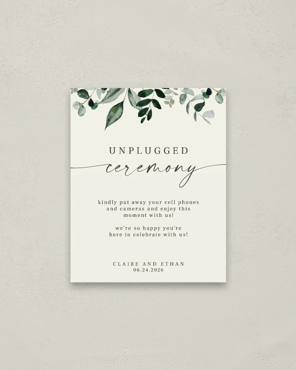 This is a 16" x 20" Unplugged Sign called Eucalyptus Greenery printed in full color