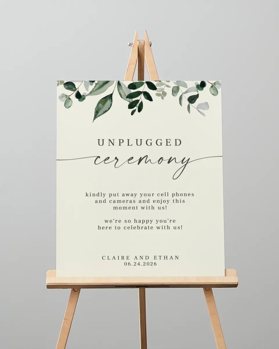 This is a 16" x 20" Unplugged Sign called Eucalyptus Greenery printed in full color