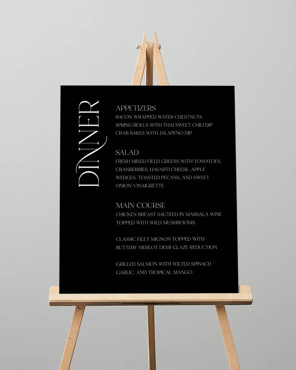 This is a 16" x 20" Menu Sign called The Lucy printed in full color