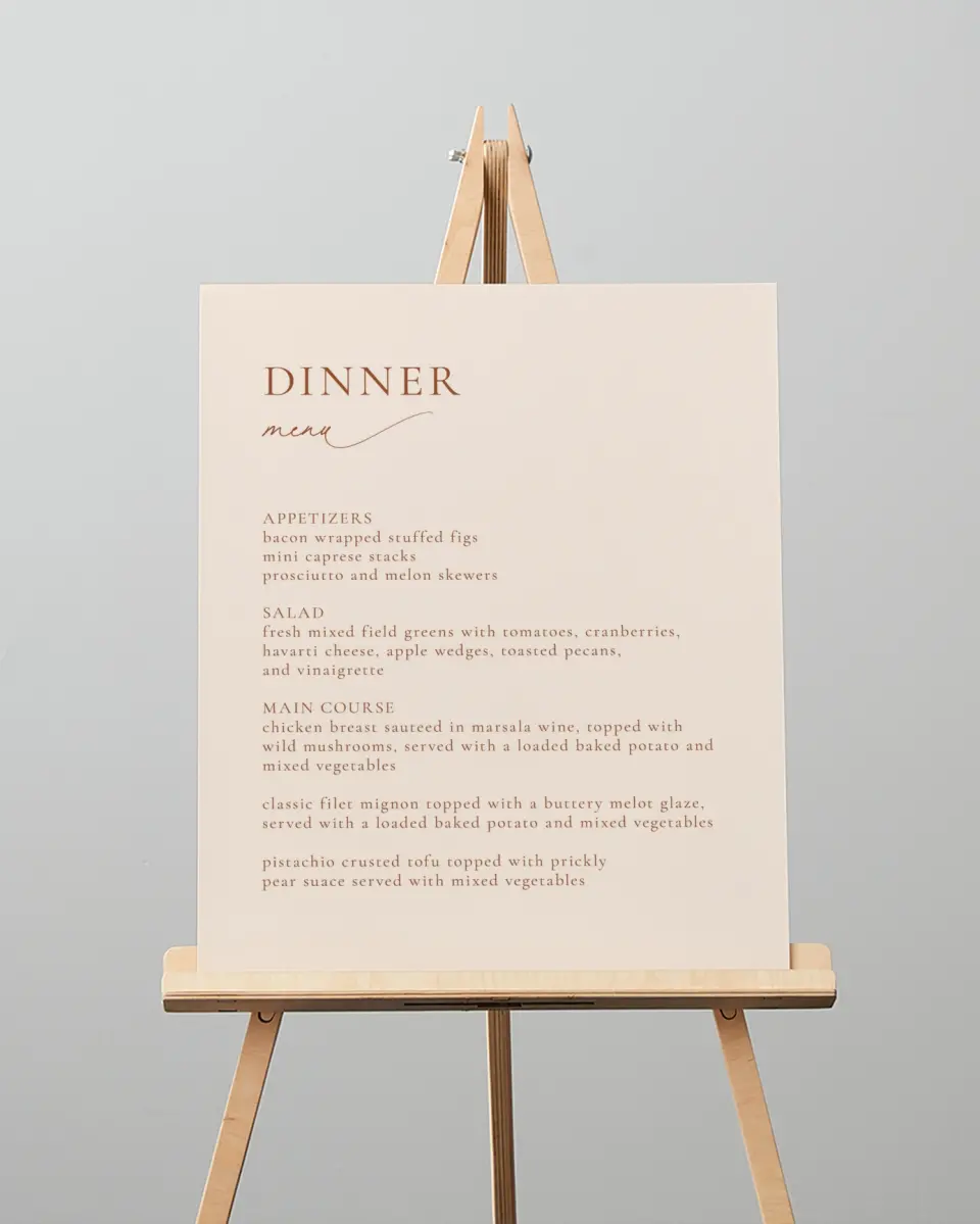 This is a 16" x 20" Menu Sign called The Kyleigh printed in full color
