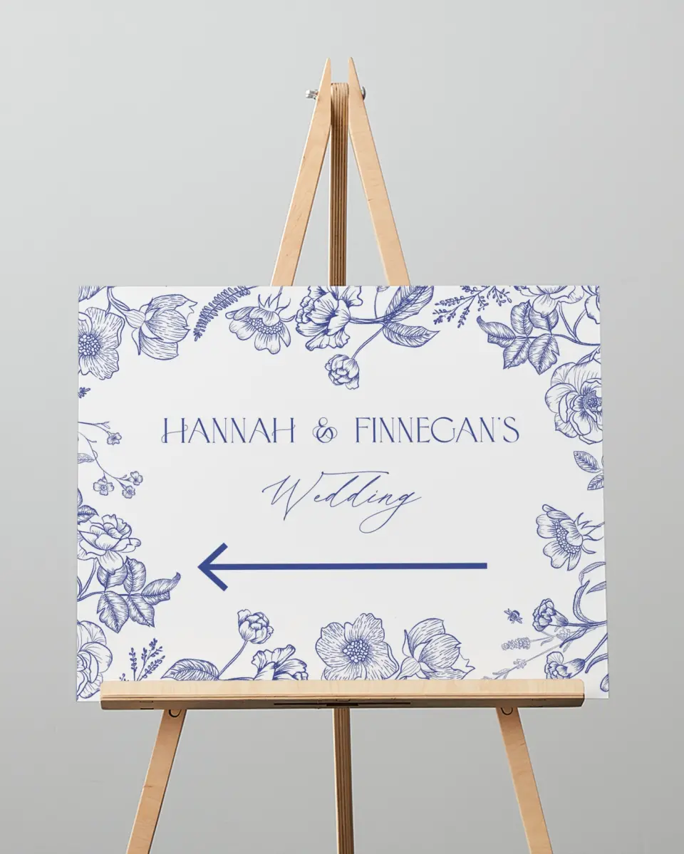 This is a 16" x 20" Direction Sign called Modern Chinoiserie printed in full color