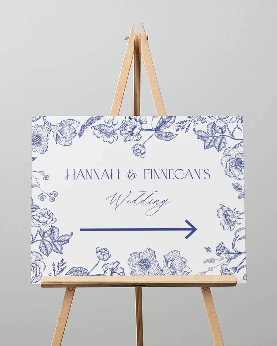 This is a 16" x 20" Direction Sign called Modern Chinoiserie printed in full color