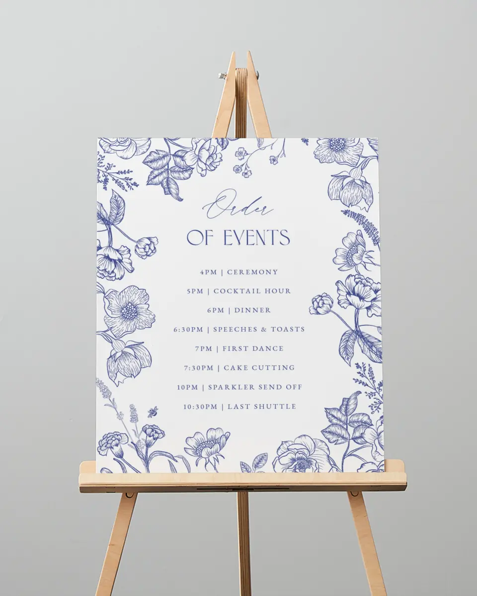 This is a 16" x 20" Schedule Sign called Modern Chinoiserie printed in full color