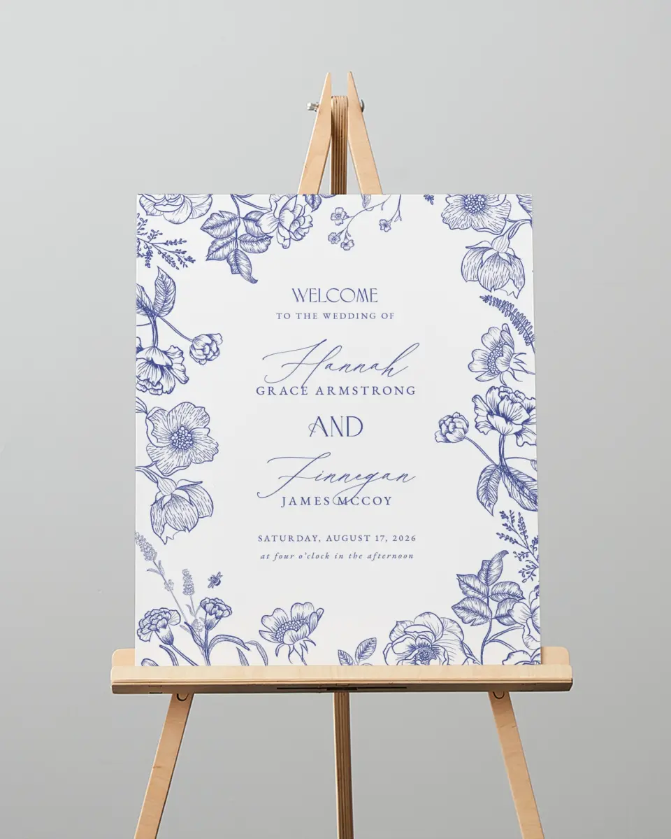 This is a 16" x 20" Welcome Sign called Modern Chinoiserie printed in full color