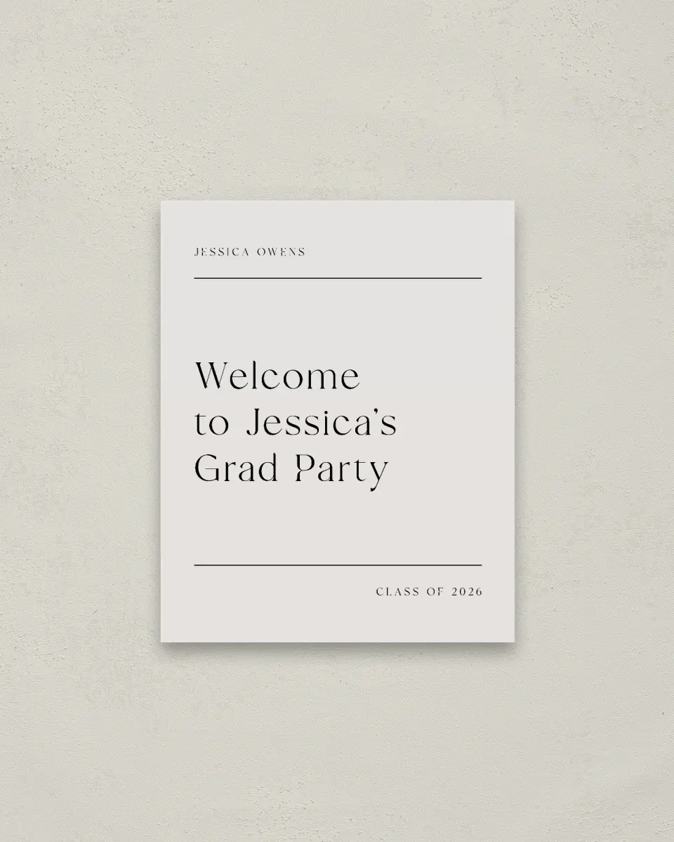 This is a 16" x 20" Welcome Grad Sign called Start of Something New printed in full color