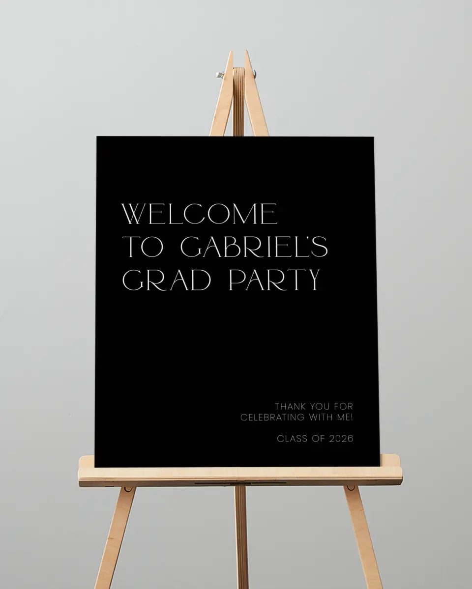 This is a 16" x 20" Welcome Grad Sign called Starting Fresh printed in full color
