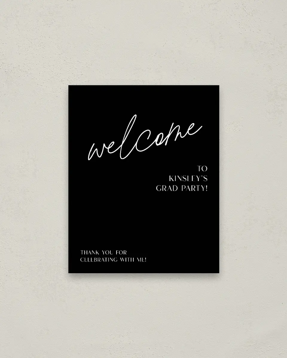 This is a 16" x 20" Welcome Grad Sign called A New Chapter printed in full color