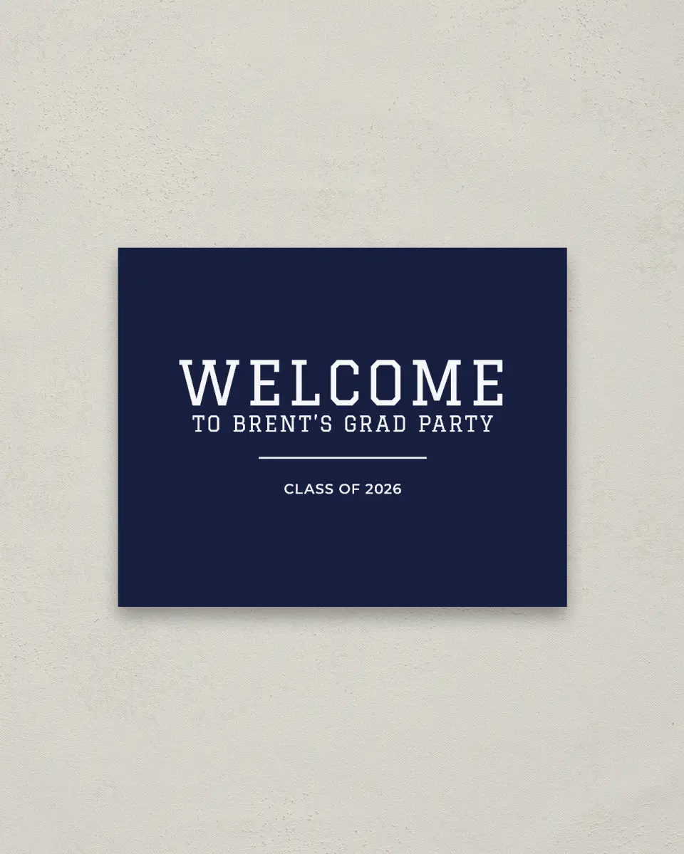 This is a 16" x 20" Welcome Grad Sign called Classic Celebration printed in full color