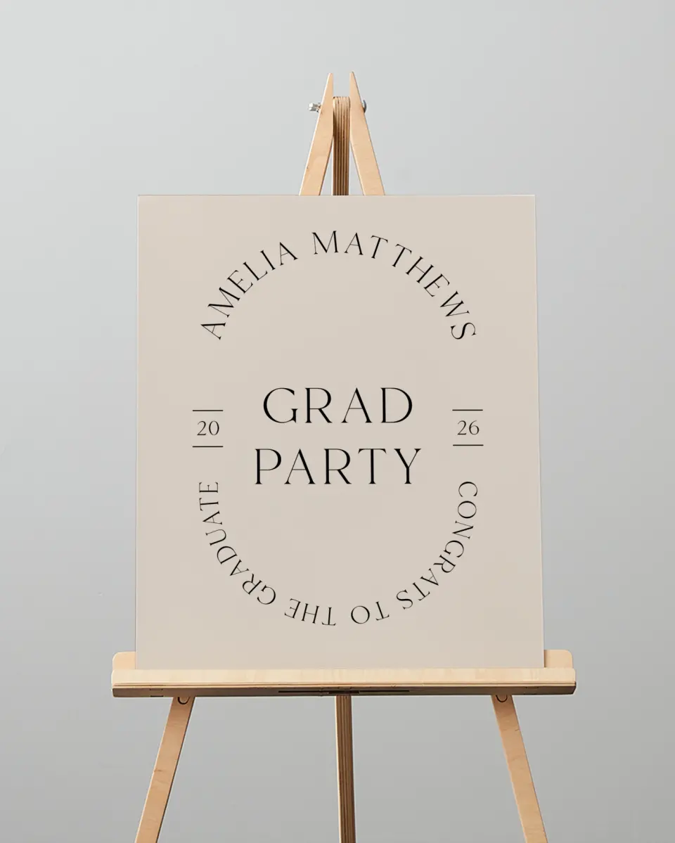 This is a 16" x 20" Welcome Grad Sign called Time To Shine printed in full color