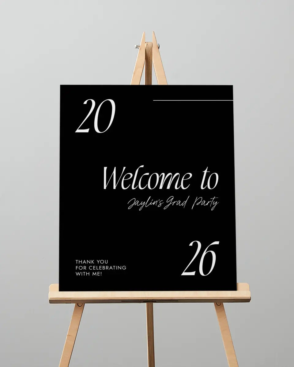 This is a 16" x 20" Welcome Grad Sign called Your Year! printed in full color with Silver foil