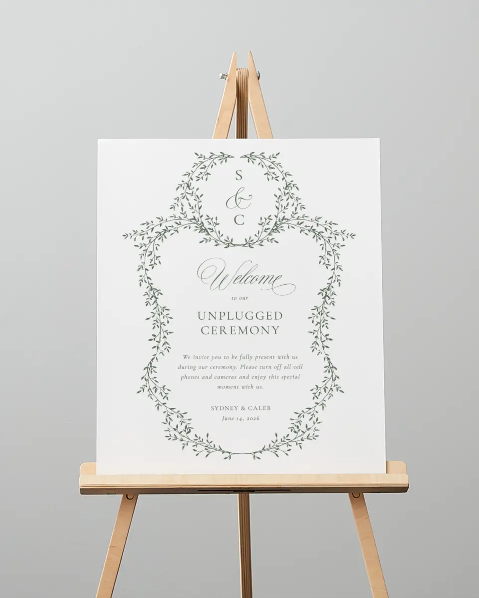 This is a 16" x 20" Unplugged Sign called Elegant Frame printed in full color