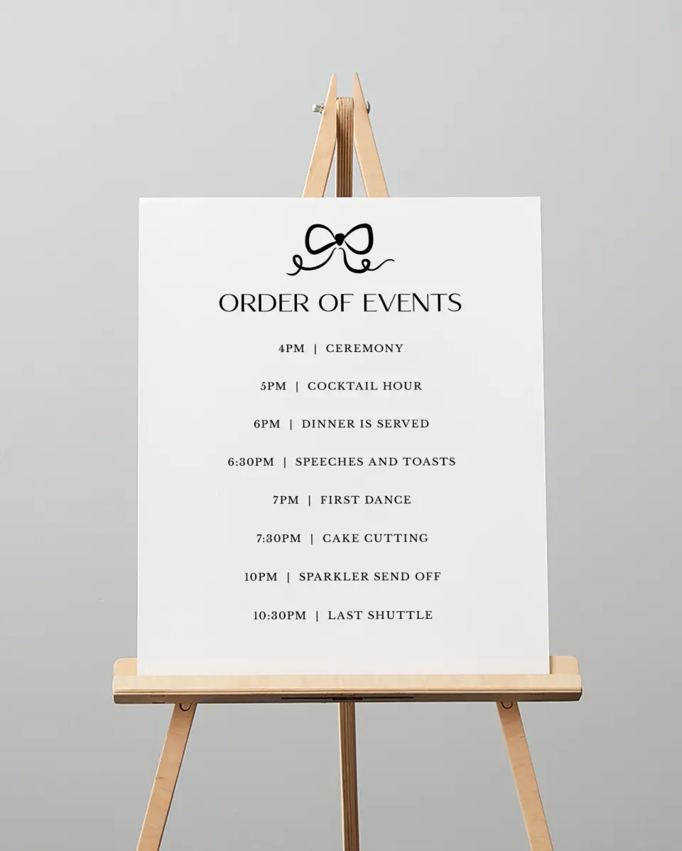 This is a 16" x 20" Schedule Sign called The Madison printed in full color