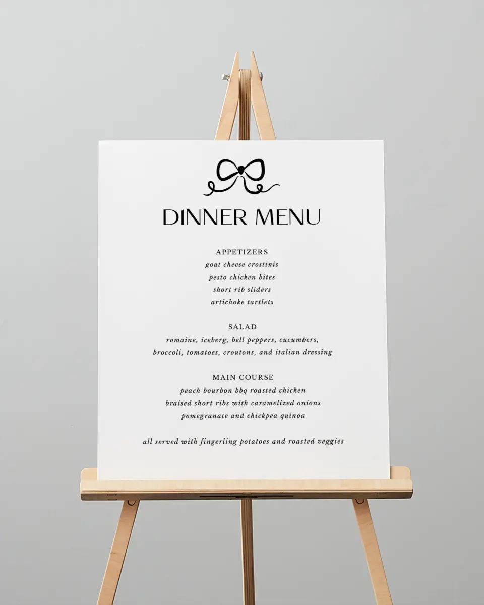 This is a 16" x 20" Menu Sign called The Madison printed in full color