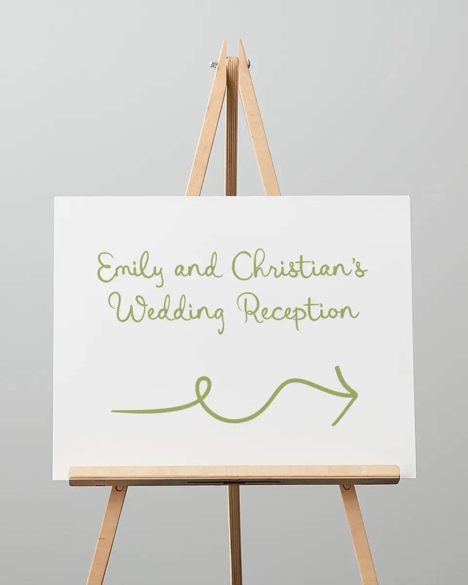This is a 16" x 20" Direction Sign called Wedding Whimsy printed in full color