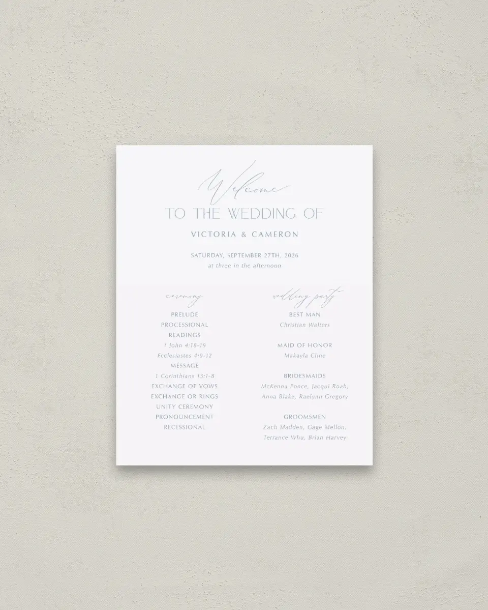 This is a 16" x 20" Ceremony Sign called The Victoria printed in full color