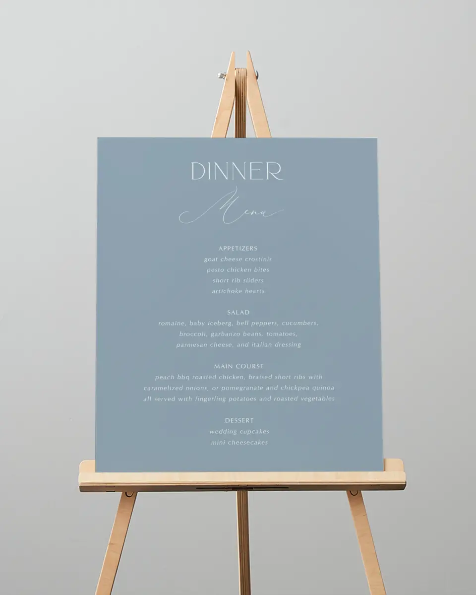 This is a 16" x 20" Menu Sign called The Victoria printed in full color