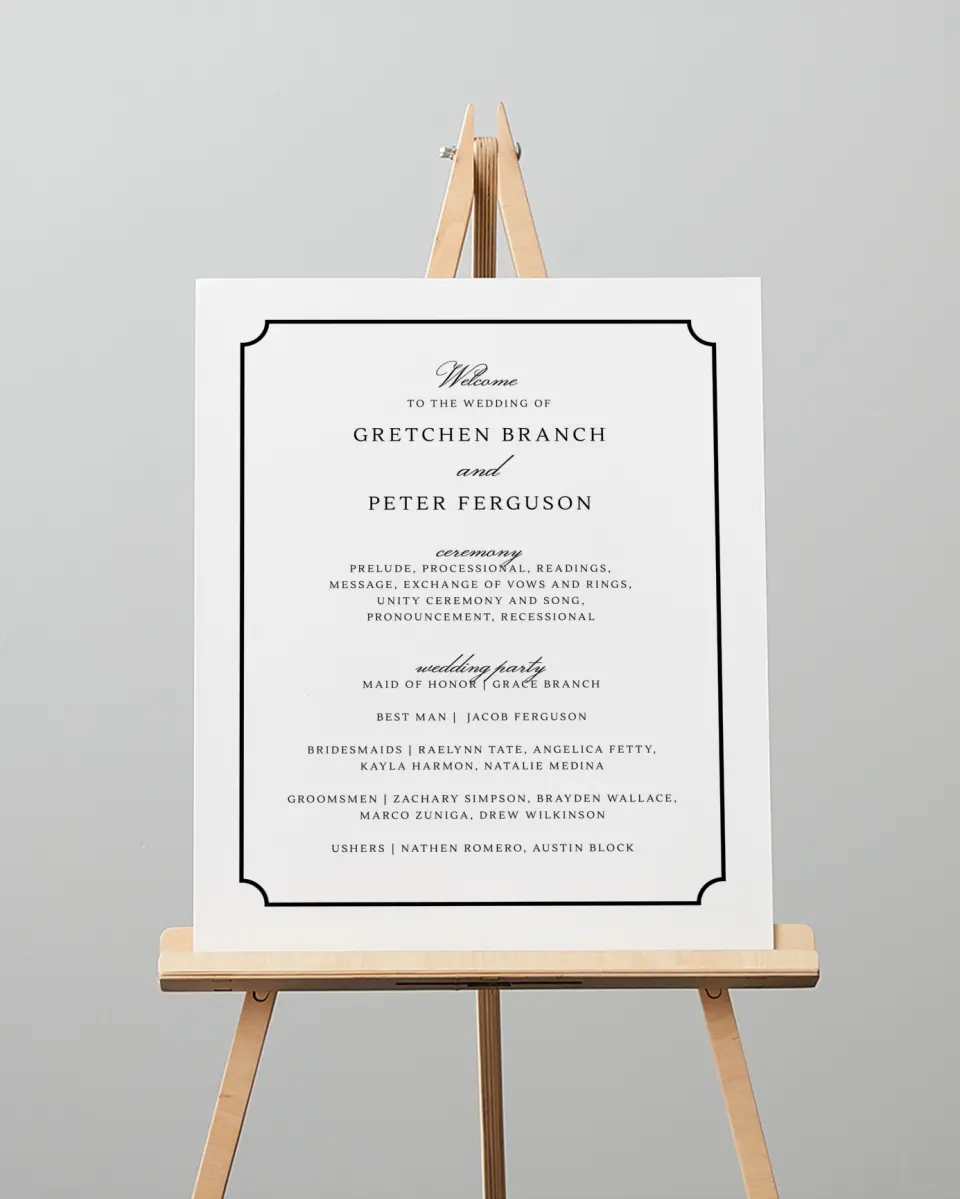 This is a 16" x 20" Ceremony Sign called Elegant Tradition printed in full color