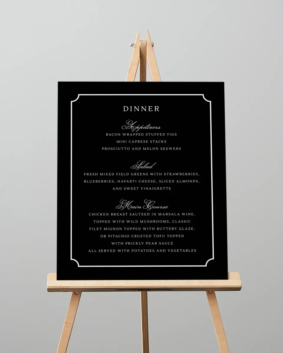 This is a 16" x 20" Menu Sign called Elegant Tradition printed in full color