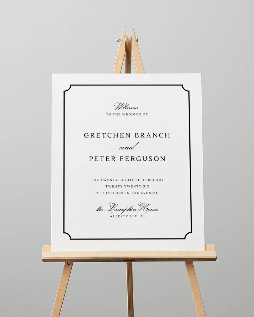 This is a 16" x 20" Welcome Sign called Elegant Tradition printed in full color