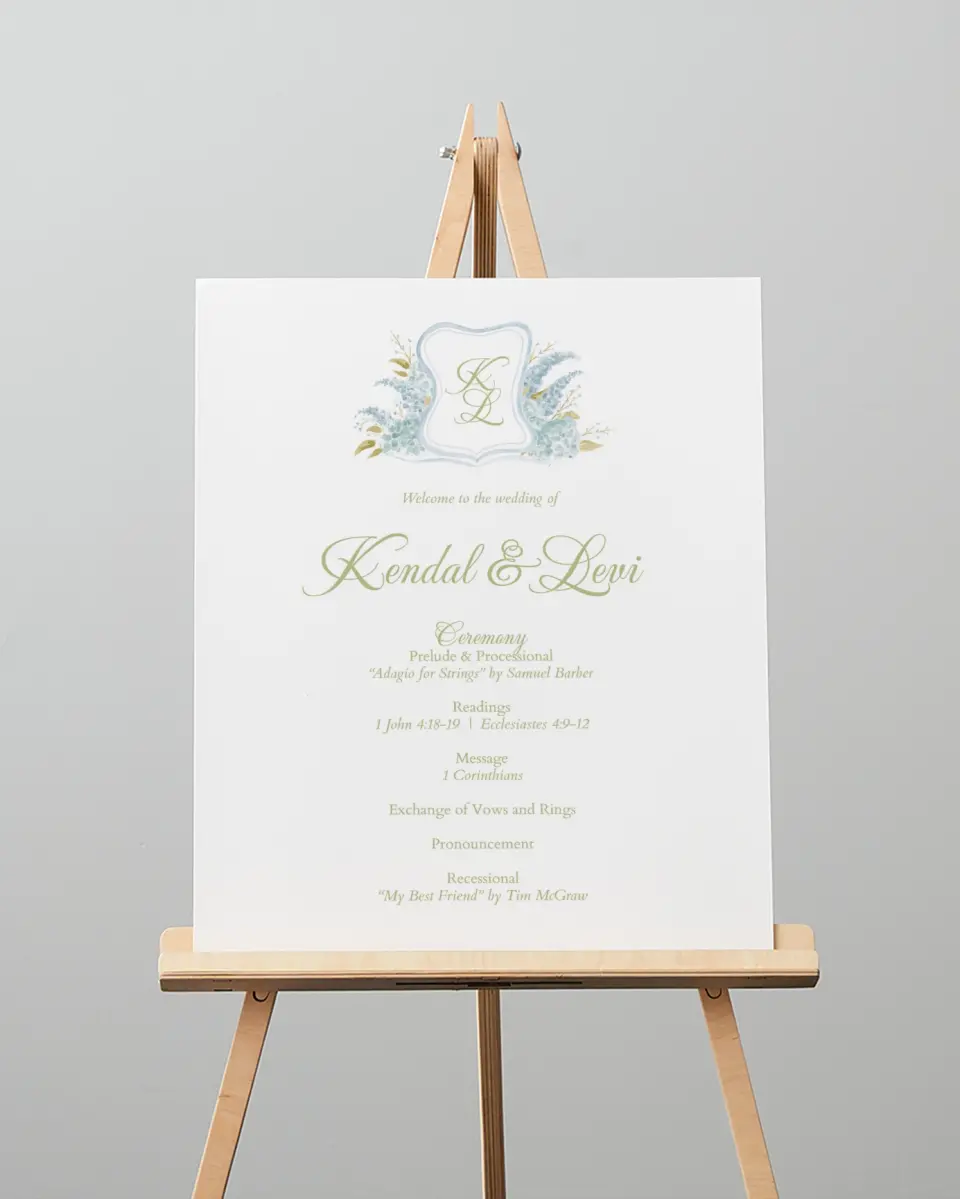 This is a 16" x 20" Ceremony Sign called Southern Belle printed in full color