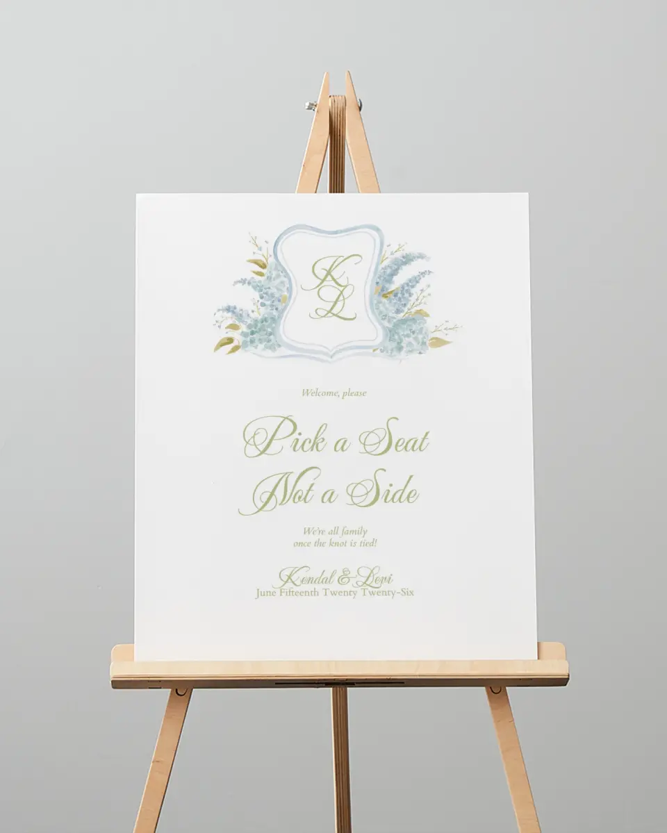 This is a 16" x 20" Pick a Seat Sign called Southern Belle printed in full color