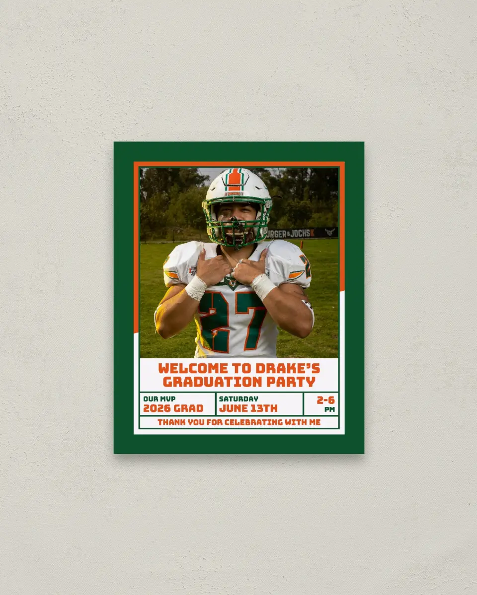 This is a 16" x 20" Welcome Grad Sign called MVP Grad printed in full color