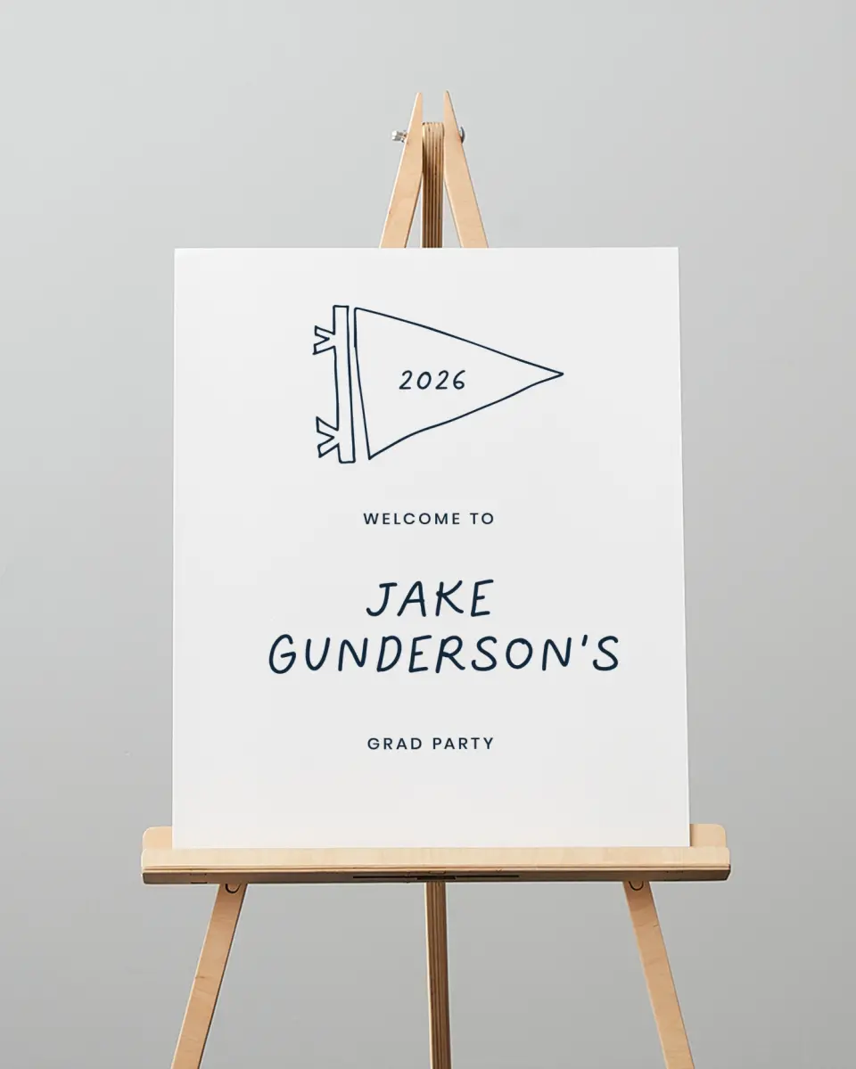 This is a 16" x 20" Welcome Grad Sign called New Chapter printed in full color