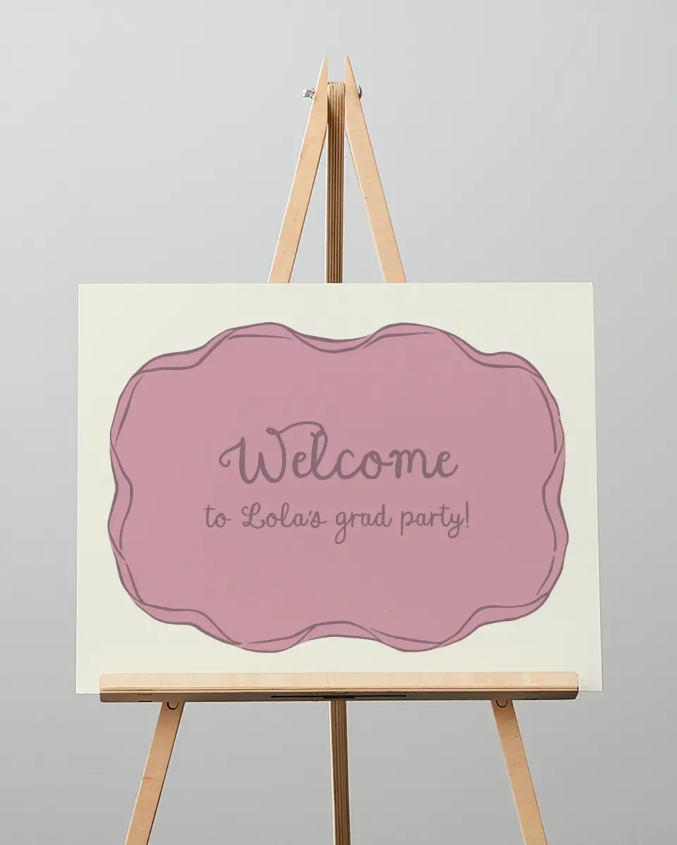 This is a 16" x 20" Welcome Grad Sign called Wrapped in Success printed in full color