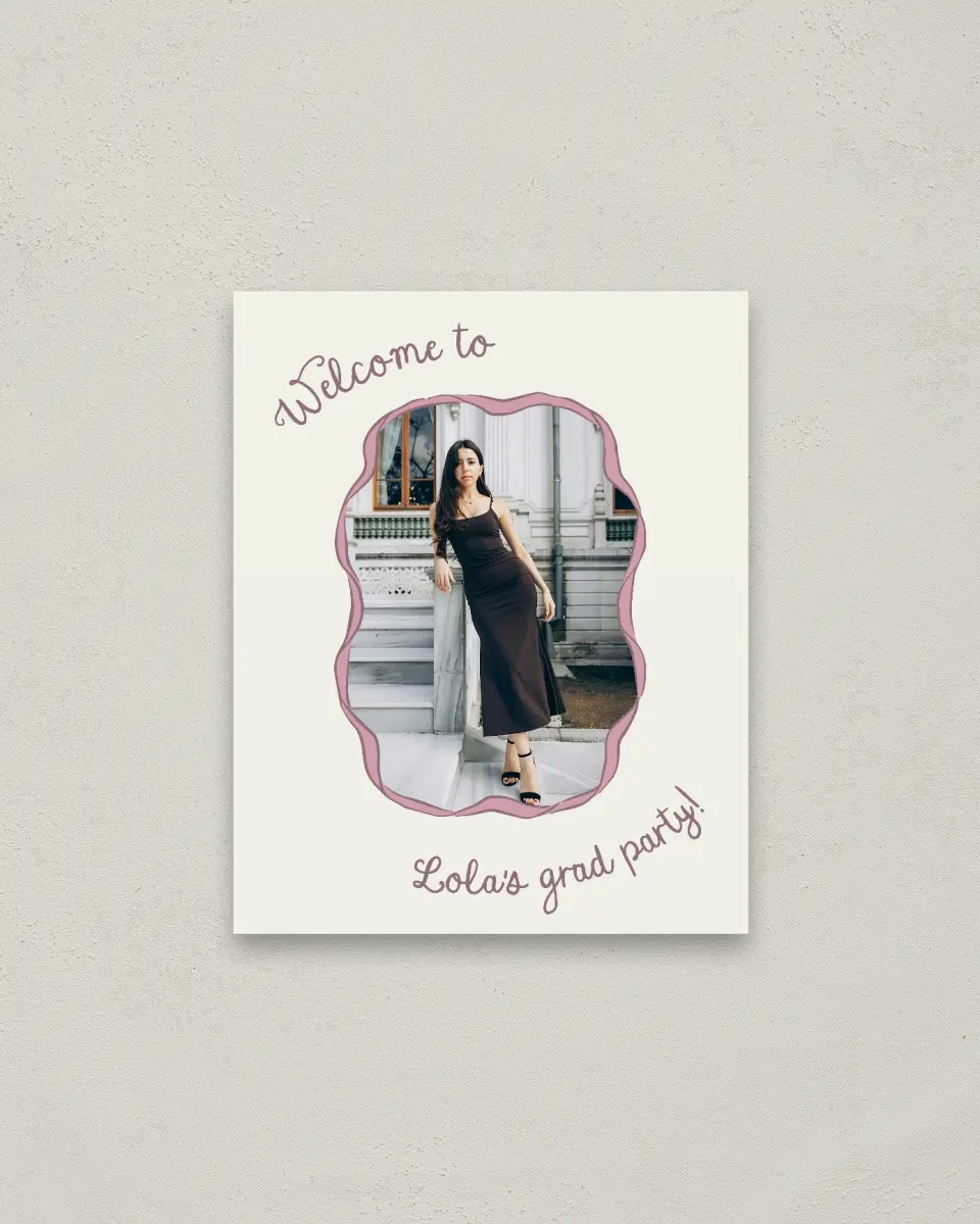 This is a 16" x 20" Welcome Grad Sign called Wrapped in Success printed in full color
