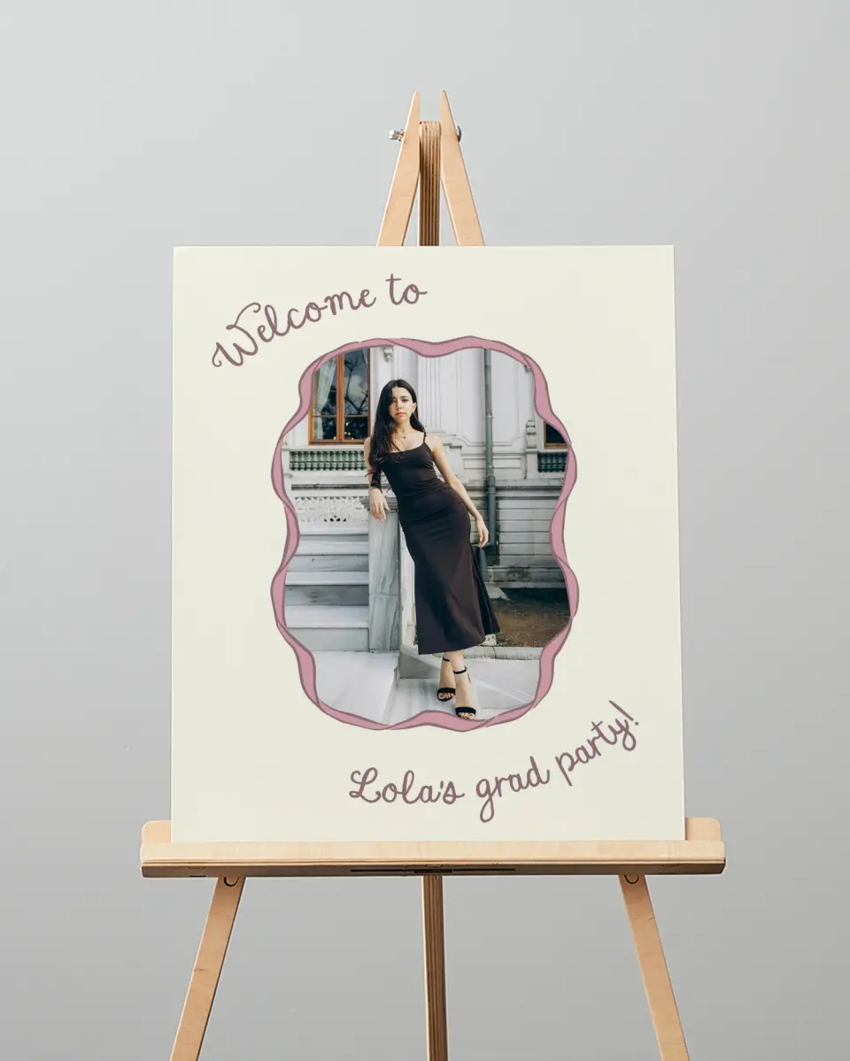 This is a 16" x 20" Welcome Grad Sign called Wrapped in Success printed in full color