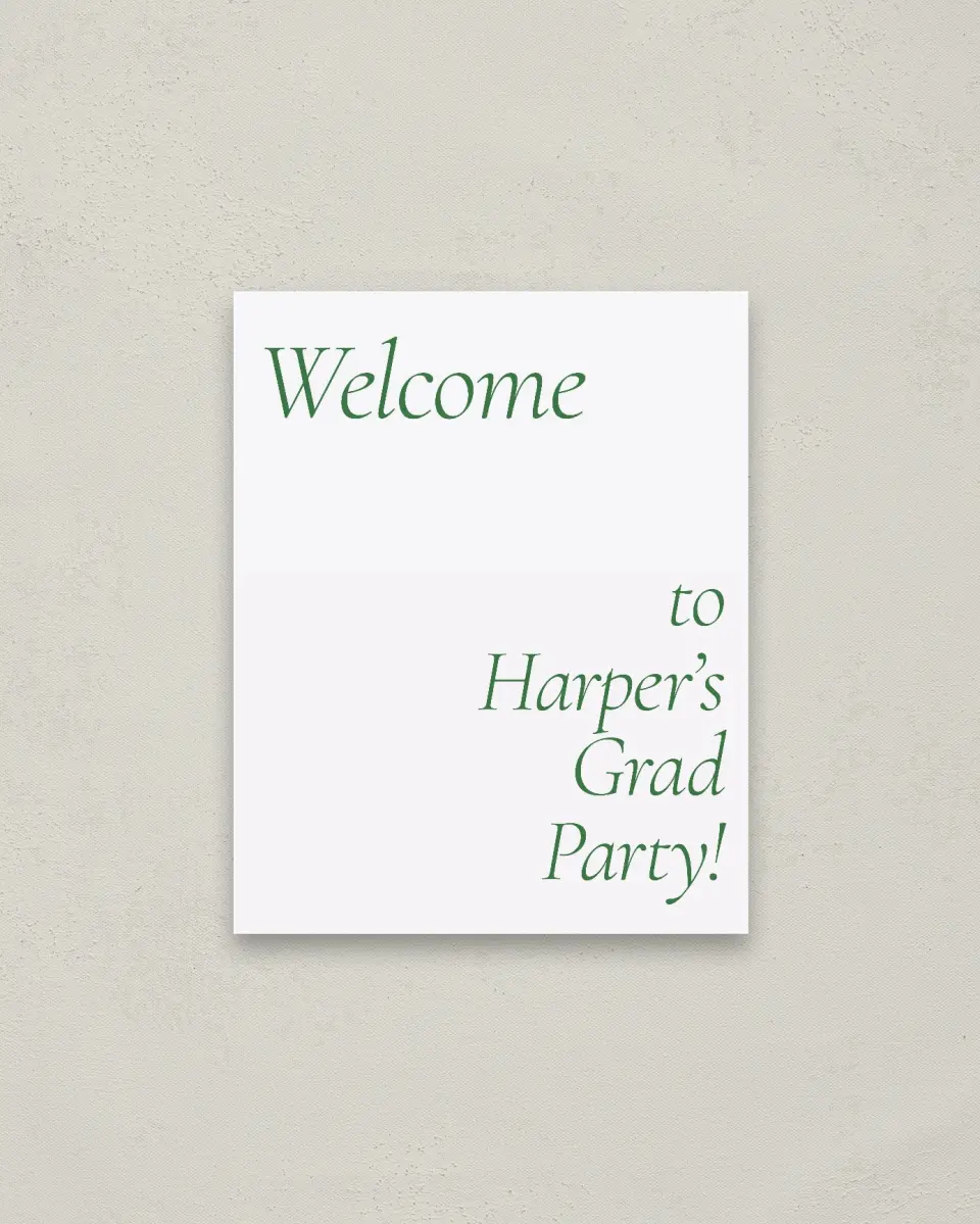 This is a 16" x 20" Welcome Grad Sign called Our Grad printed in full color