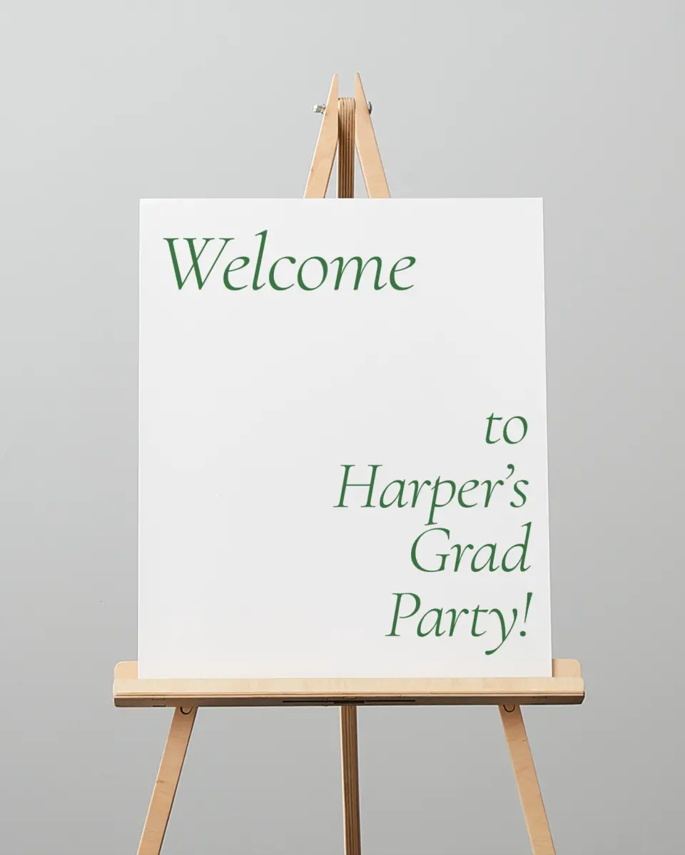 This is a 16" x 20" Welcome Grad Sign called Our Grad printed in full color