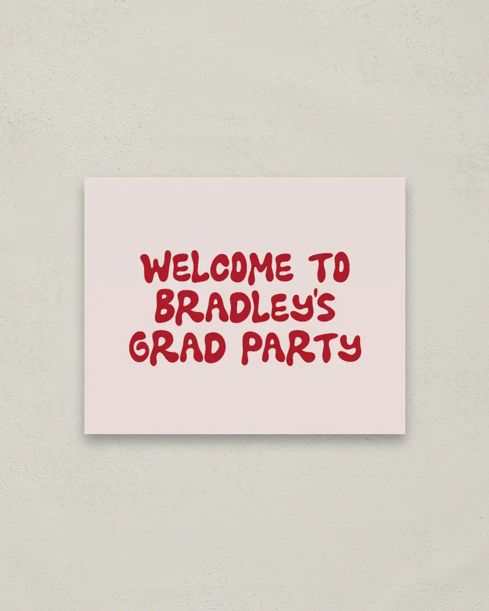 This is a 16" x 20" Welcome Grad Sign called Final Countdown printed in full color