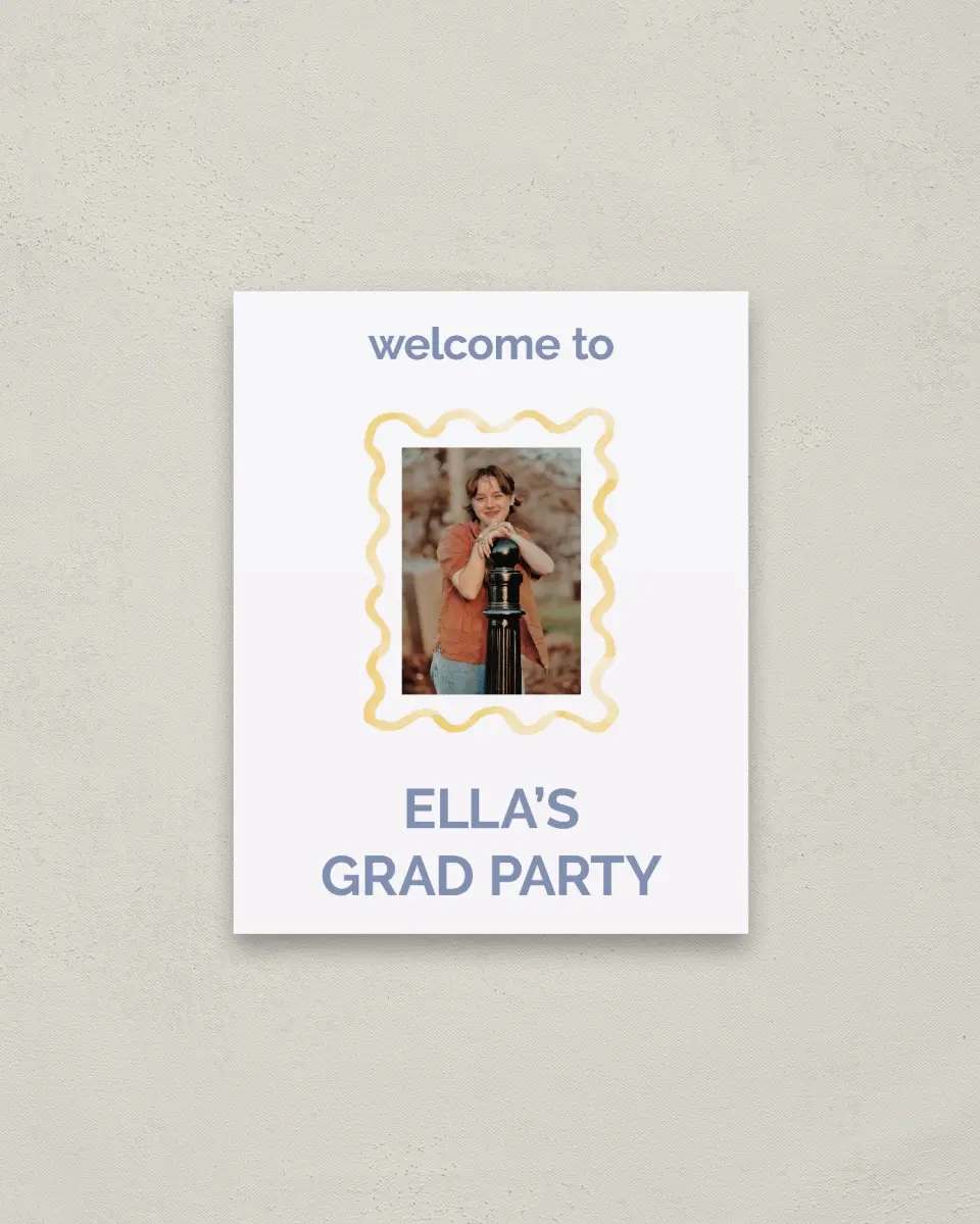 This is a 16" x 20" Welcome Grad Sign called Future is Bright printed in full color
