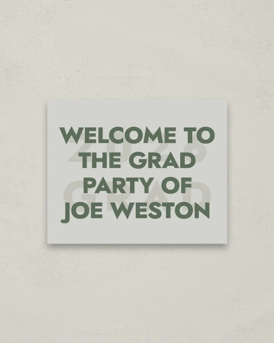 This is a 16" x 20" Welcome Grad Sign called Celebrating the Grad printed in full color